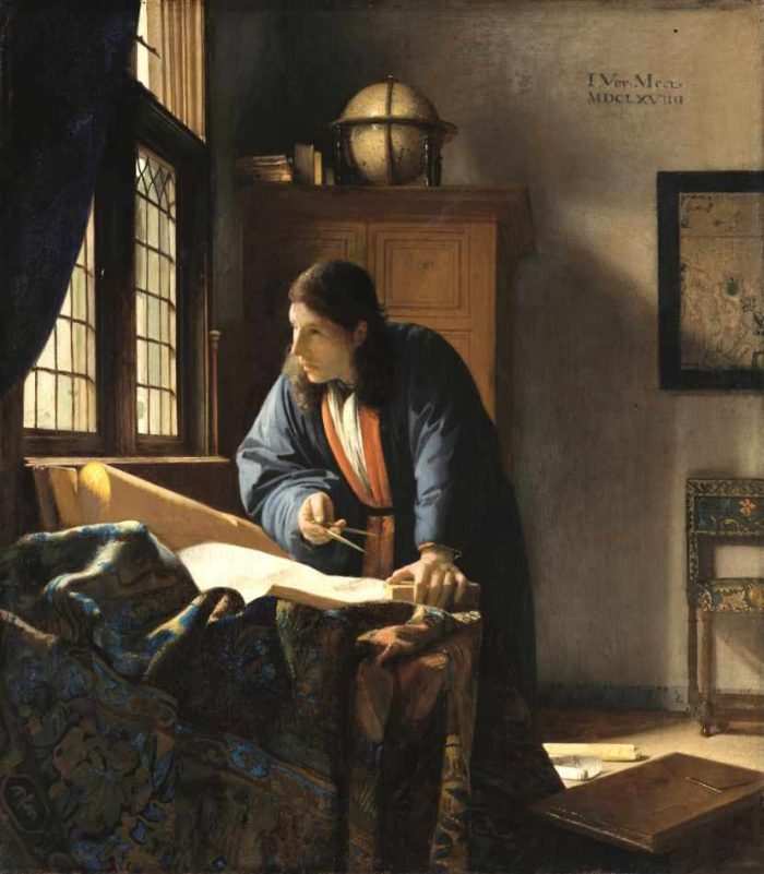O Geógrafo De Johannes Vermeer Tela Para Quadro Na Santhatela